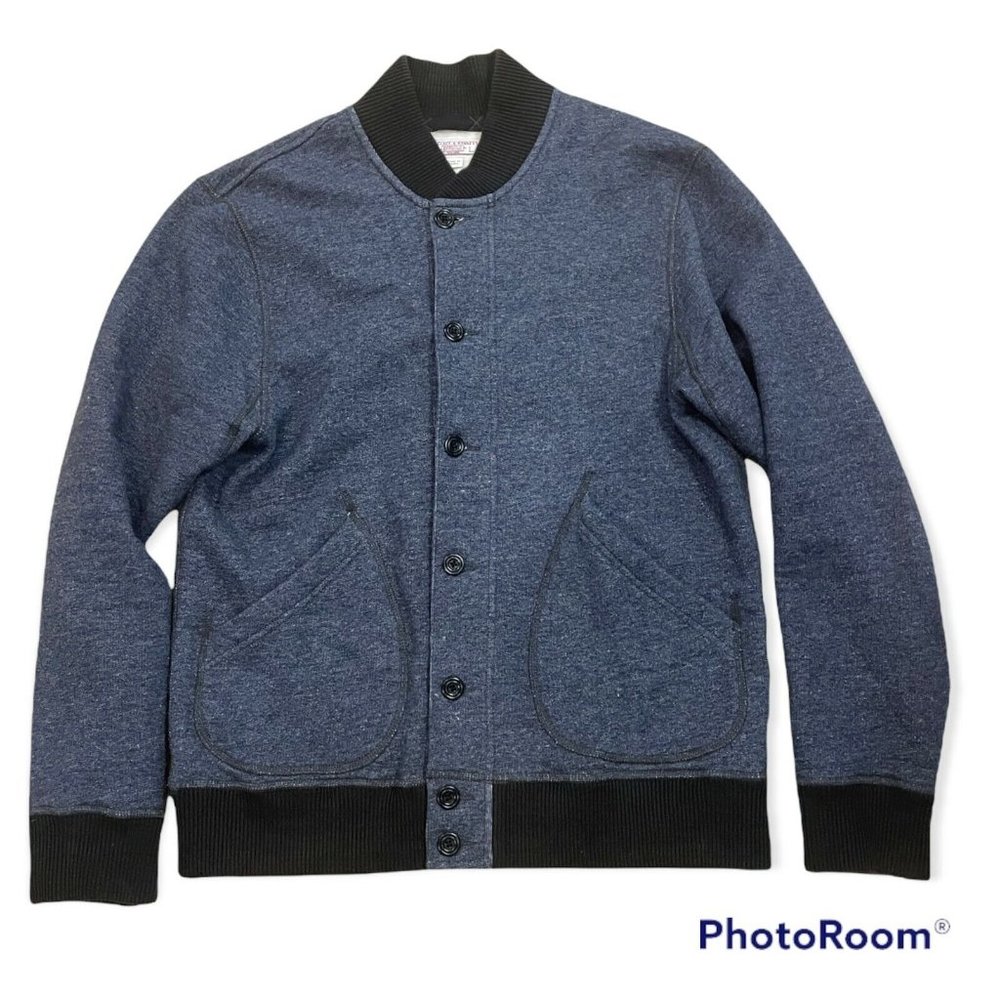 J. Crew Wallace & Barnes Men’s Button Down Fleece Bomber Jacket - Blue - L
